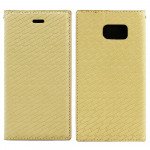 Wholesale Samsung Galaxy S6 Slim Check Magnetic Flip Leather Wallet Case (Gold)